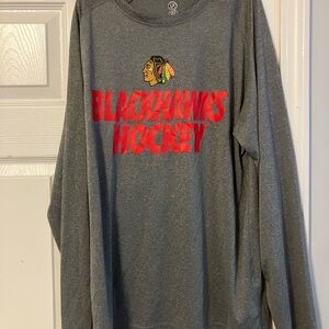 Chicago Blackhawks NHL Hockey Long Sleeve Shirt Gray Men's Size Large